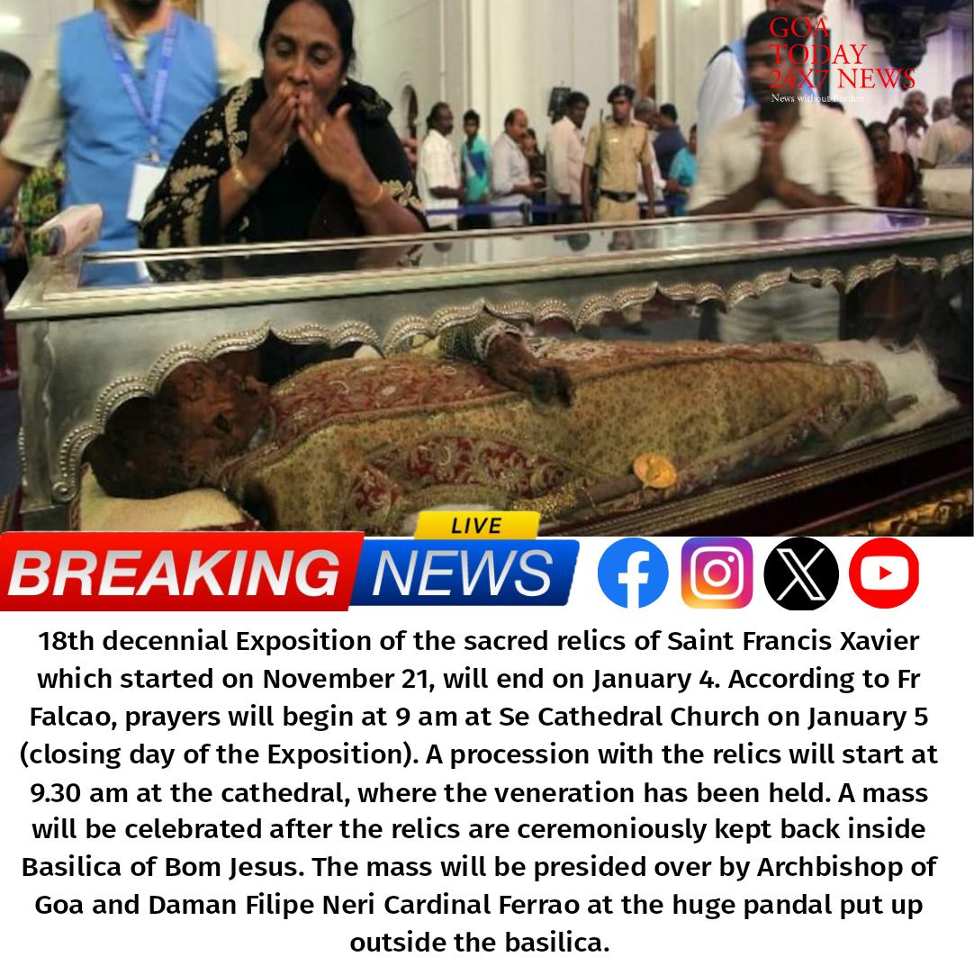 Veneration of St Francis Xavier's relics ends today